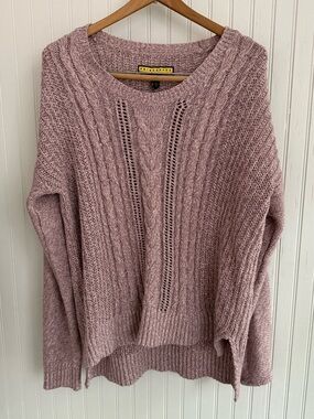 Prince & Fox Dusty Rose Cable Knit Scoop Neck Sweater